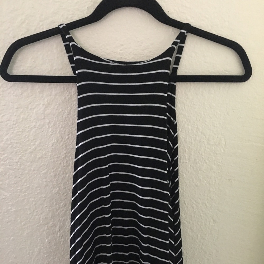 Asymmetrical Black and White Striped Dress Size M